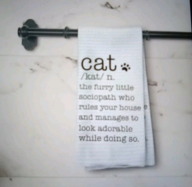 THE CATTAGE - Hilarious, True..Cat Tea/Hand Towel Bring Humor To Your Kitchen. Carousel 1