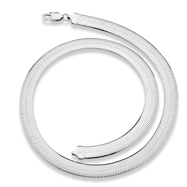 14K White Gold Herringbone Chain Necklace, 5mm Width Carousel 1