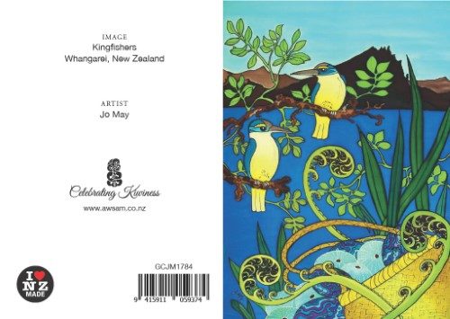 Jo May Greetings Card with C6 Blue Envelope - Kingfishers Carousel 1
