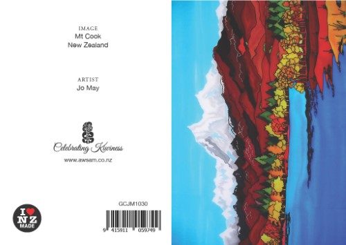 Jo May Greetings Card with C6 Blue Envelope - Mt Cook Carousel 1