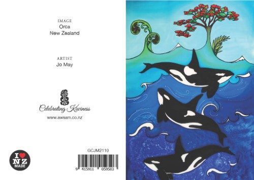 Jo May Greetings Card with C6 Blue Envelope - Orca Carousel 1
