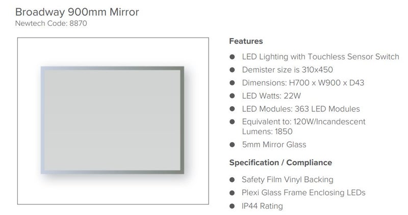 900 BROADWAY RECTANGULAR LED MIRROR - cancelled order BRAND NEW Carousel 2