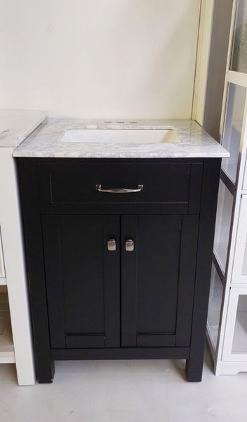 Ekko Single Vanity Marble Top W61 - Carrara Marble top - Black *Floor Display Carousel 5