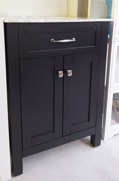 Ekko Single Vanity Marble Top W61 - Carrara Marble top - Black *Floor Display Carousel 2