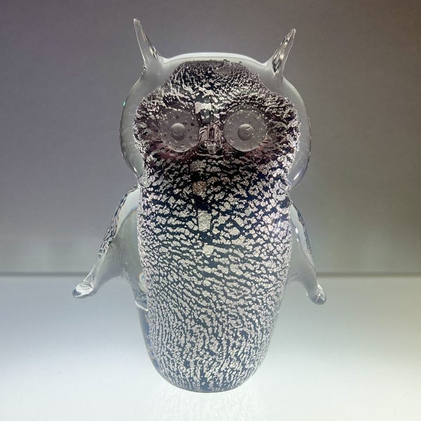 Mid-Century Murano Art Glass Owl with Silver Foil Inclusion628647327911691127