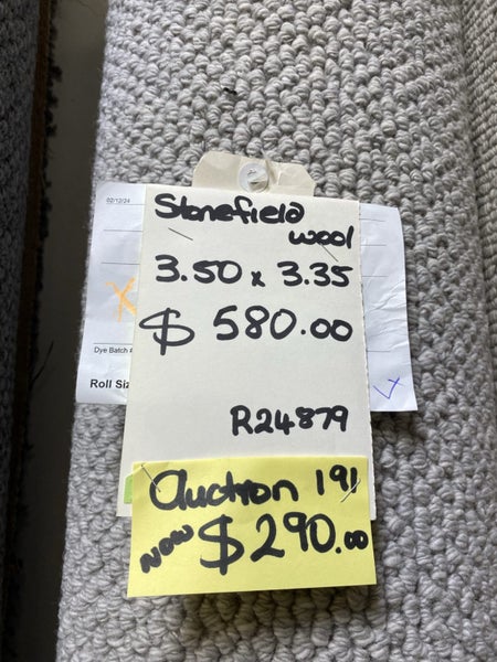 Auction 191- 3.50 x 3.35 metres Woolen loop pile carpet. Carousel 1