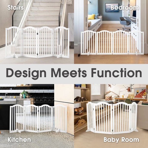 Petzly Arched Pet Gate Dog Fence Safety Barrier with Support Feet 4 Panel 80cm Carousel 12