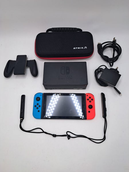 * Red / Blue Nintendo Switch V2 Console w/ Case! * Carousel 1