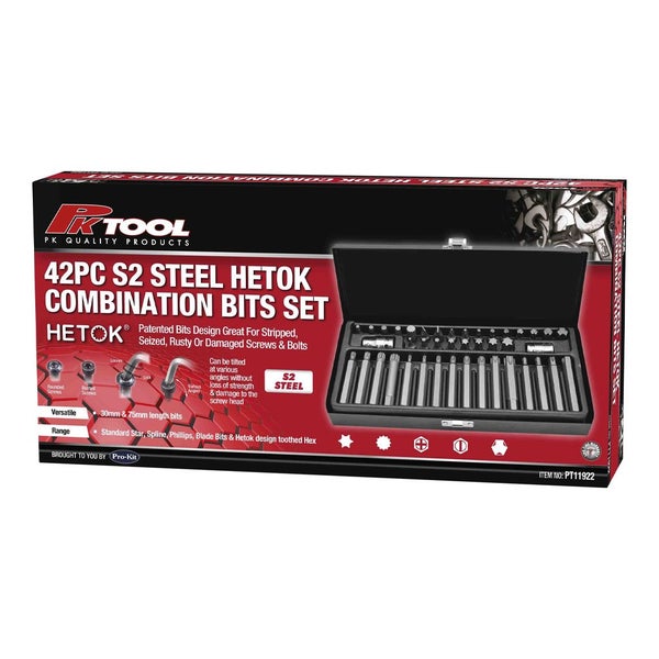PK Tool Hetok Combination Bits S2 Steel 42pc Set Carousel 1