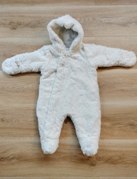WARM Fluffy Pram Suit All-in-One Growsuit Baby Footed Onesie Mitts Plush Hoodie628543208631071124