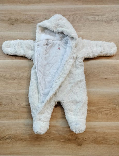 WARM Fluffy Pram Suit All-in-One Growsuit Baby Footed Onesie Mitts Plush Hoodie62854320863107111