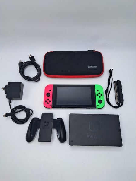 * Green / Pink Nintendo Switch V2 Console w/ Case! * Carousel 1