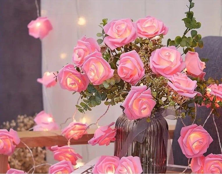 My Decorations Pink Rose 3D String Lights Battery Operated Indoor Outdoor Party Carousel 2