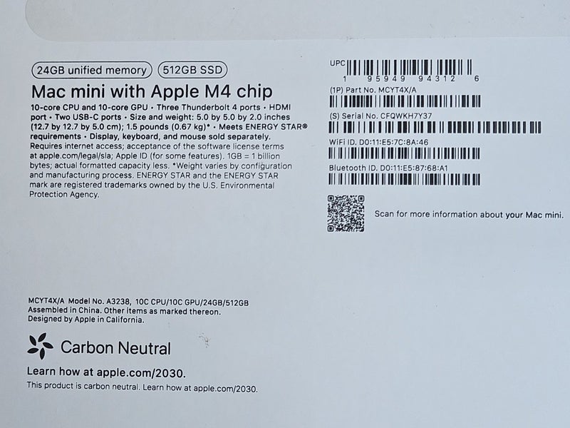 M4 Mac Mini – 512GB & 24GB Ram (upgraded base model - Apple price $1899) Carousel 3
