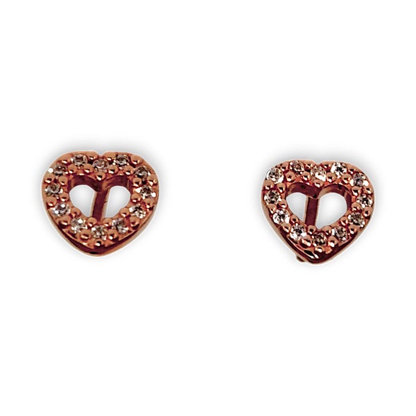 14k Rose Gold Plated Silver Pandora Open Heart Stud Earrings. R # 1105 Carousel 1