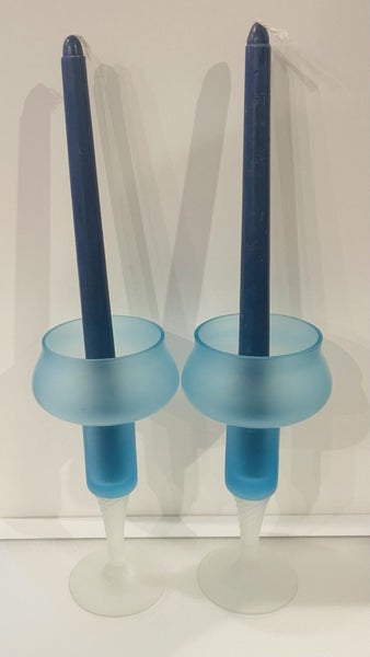 Vintage set of two Italian glass candle holders or wine goblets Carousel 1