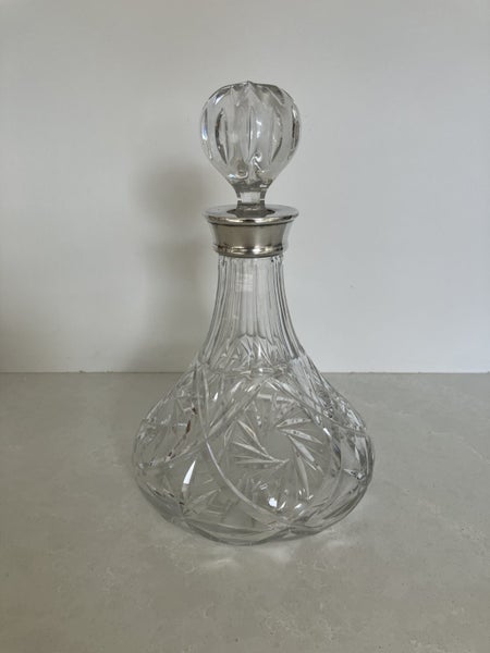 Stunning vintage crystal decanter with sterling silver collar - Birmingham 1972629869936931851121
