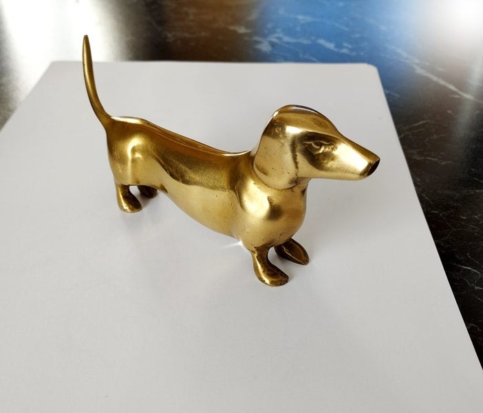Vintage Dachshunds figurines pair solid brass Carousel 10