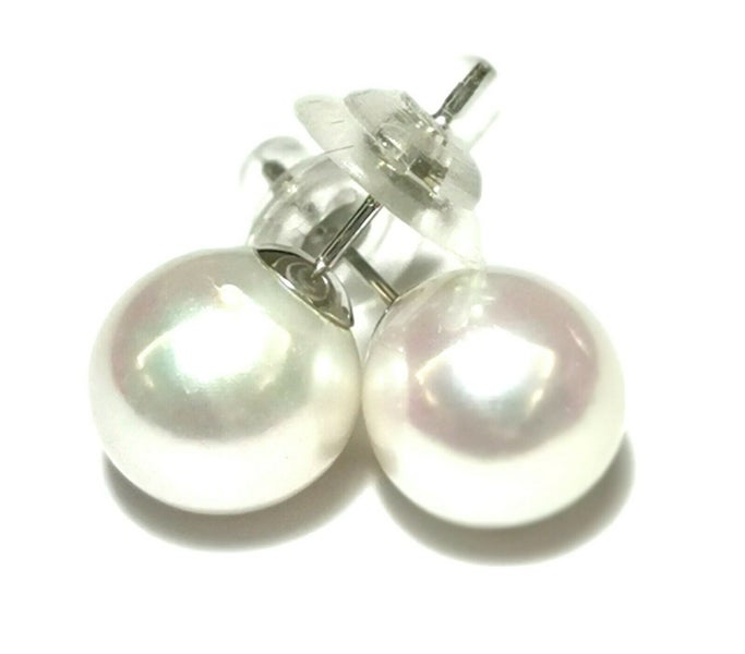 SALE! 14K White Round 9.5-10mm Pearl Stud Earrings Carousel 2