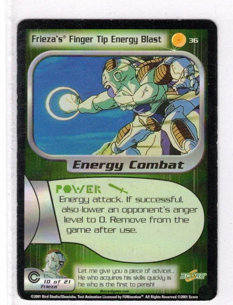 Dragonball Z - Frieza's Finger Tip Energy Blast #36 - 1 star TCG card Carousel 1