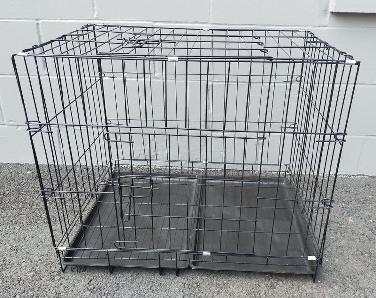 Cat Cage - 70CM Wide Collapsible Metal Pet Cage BLACK Carousel 2