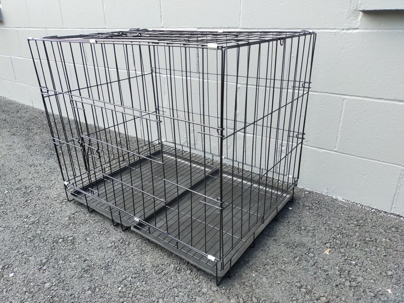 Cat Cage - 70CM Wide Collapsible Metal Pet Cage BLACK Carousel 1
