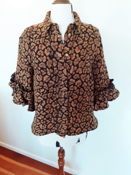 Karen Walker Lurex Gold And Black Leopard Jacket Size US2/UK6 Carousel 1