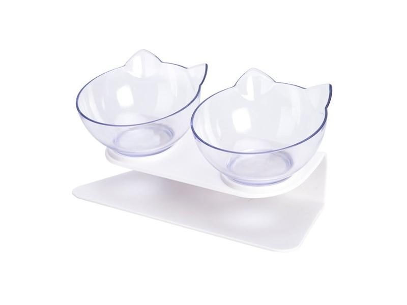 Non-slip Cat Bowls Double Pet Bowls With Holder Pet Food And Water Bowls Carousel 1
