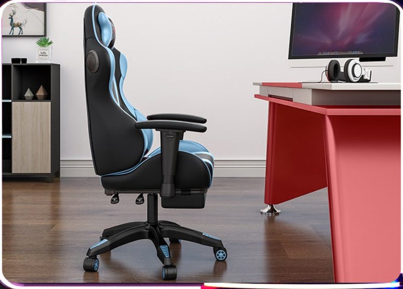 Gaming Chair Office Executive Armchair Headrest Footrest Massage Lumbar Speaker Carousel 2