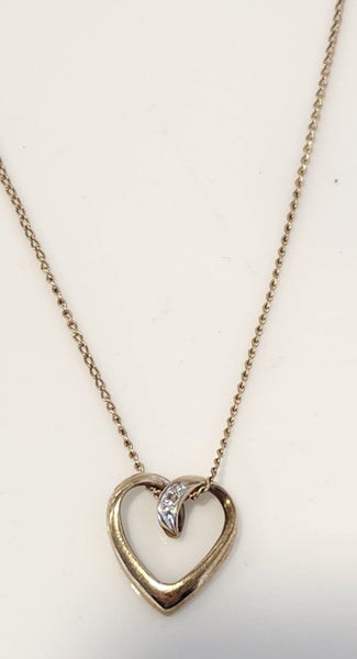 9ct gold & diamond heart pendant Carousel 1