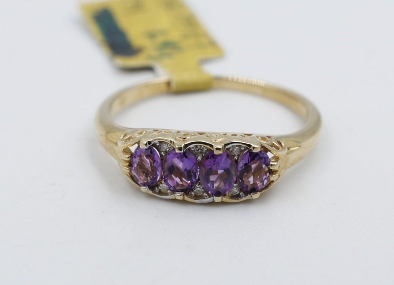 9ct Gold Amethyst & Diamond ring SYR7987A Carousel 1