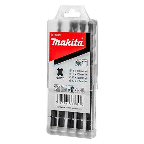 Makita D-36049 5PCS 160mm 6-12mm SDS Plus Rotary Masonry Hammer Drill Bits Set Carousel 1