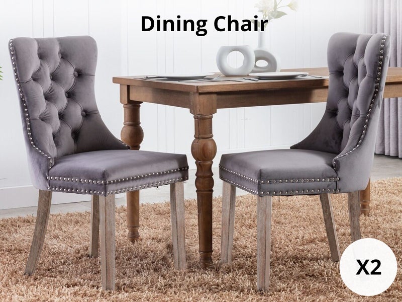 Dining chair Grey Silver x2 Carousel 1