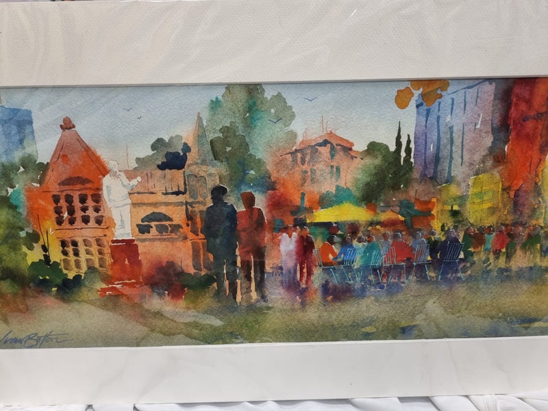 Ivan Button Original Watercolour of Christchurch - SPCA Carousel 1