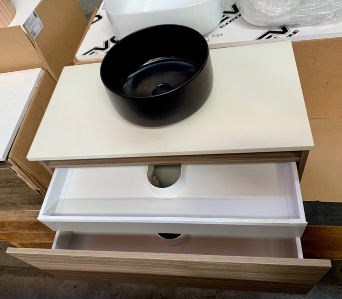 TERINA X LUX 900 SINGLE CENTRE BOWL WALL VANITY 1XDRAWER - ELESTONE WHITE 20M62864734405889114