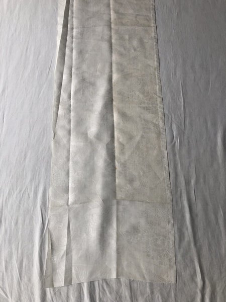 Vintage White Woven Crane Japanese Silk Kimono Panel Fabric Piece Panel Carousel 1