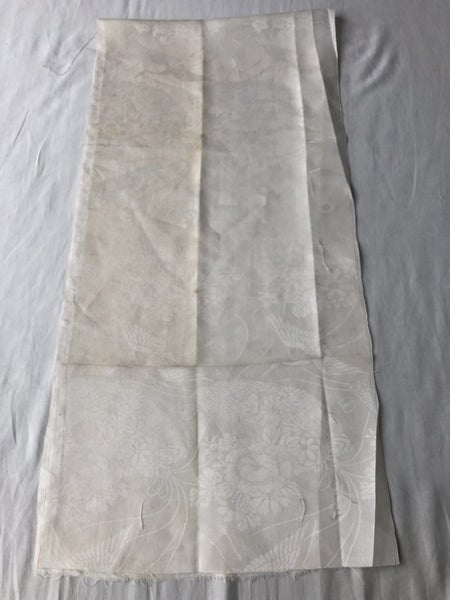 Vintage White Woven Crane Japanese Silk Kimono Panel Fabric Piece Panel Carousel 16