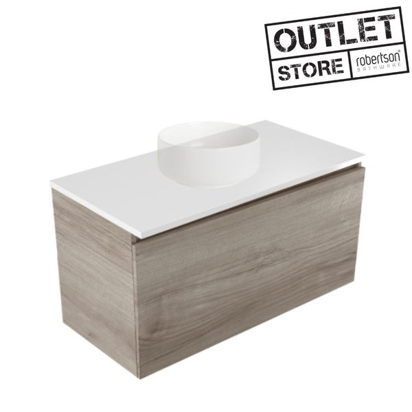 TERINA X LUX 900 SINGLE CENTRE BOWL WALL VANITY 1XDRAWER - ELESTONE WHITE 20M Carousel 1