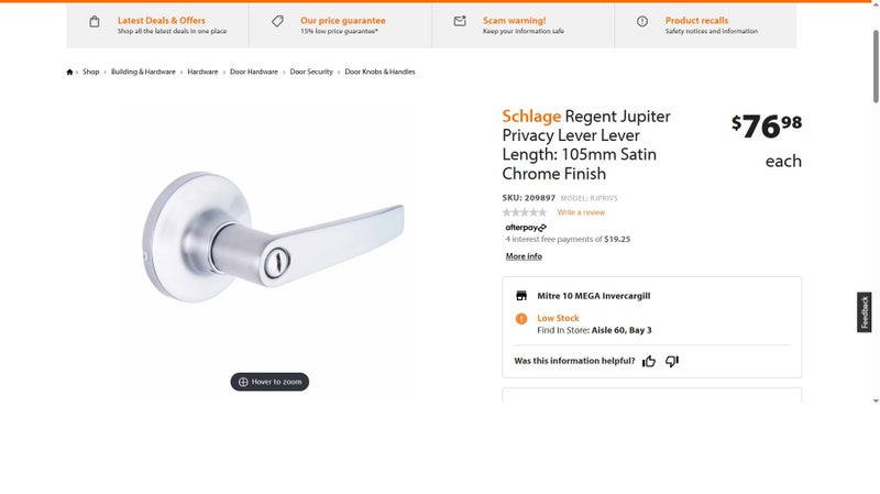Schlage Regent Privacy Lever - R40V JUPITER SCP - NEW Carousel 3