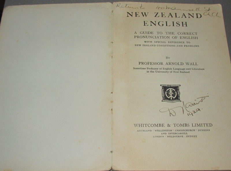 " New Zealand English How It should Be Spoken " Book By Arnold Walls 1938 Carousel 2