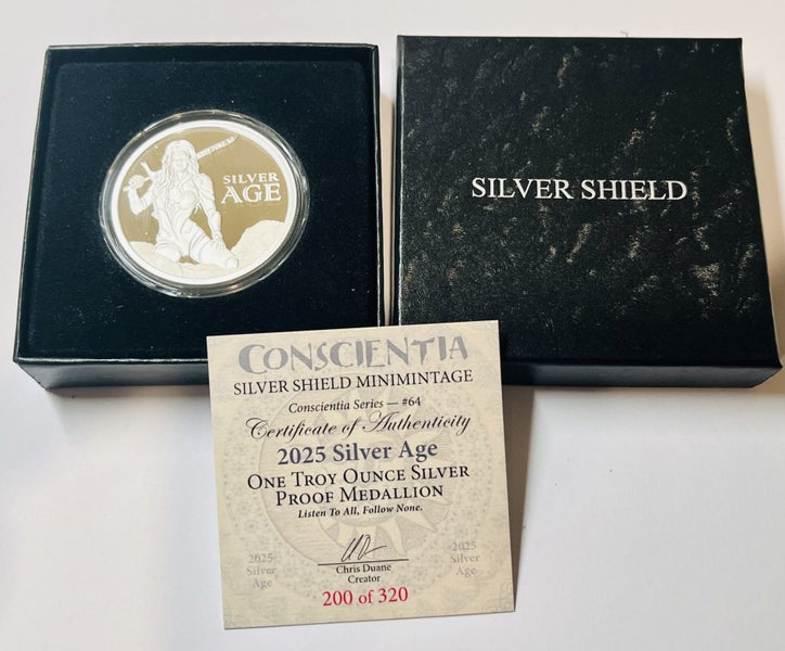 1 oz Silver Shield Silver Age Proof .999 Silver Round - Mintage 320 Collectable Carousel 4
