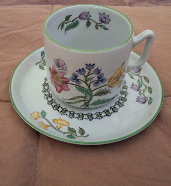 VINTAGE ENGLISH SPODE SUMMER PALACE ESPRESSO CUP & SAUCER628658290626591113