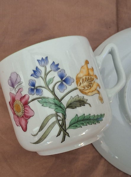 VINTAGE ENGLISH SPODE SUMMER PALACE ESPRESSO CUP & SAUCER62865829062659112