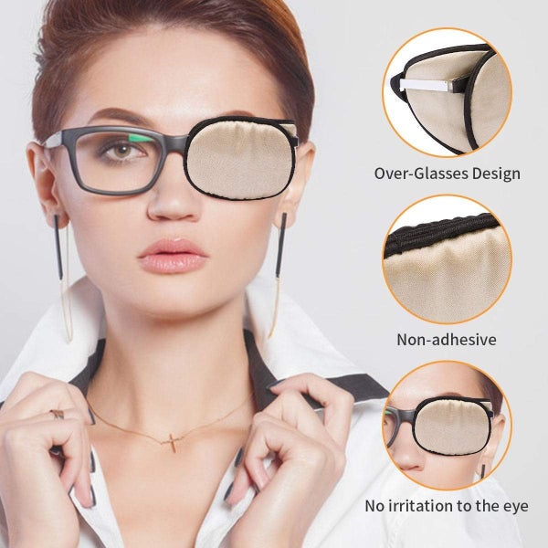 2Pcs Eye Patches for Men Women Eye Patch for Glasses Silk Patch Brown Carousel 1