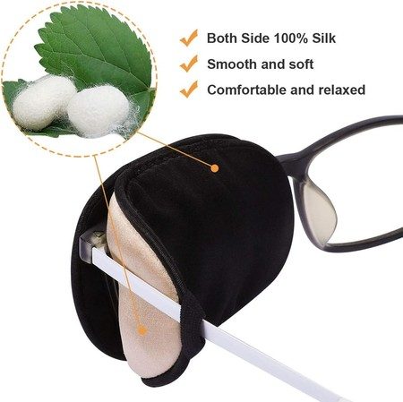 2Pcs Eye Patches for Men Women Eye Patch for Glasses Silk Patch Brown Carousel 2