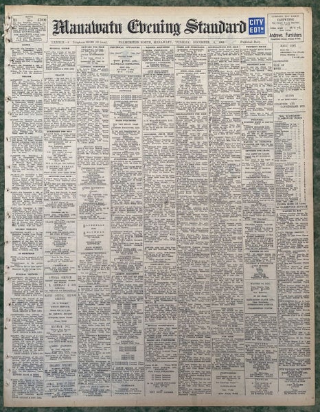 OLD NEWSPAPER: Manawatu Evening Standard - Tuesday, 4 December 1962 Carousel 2