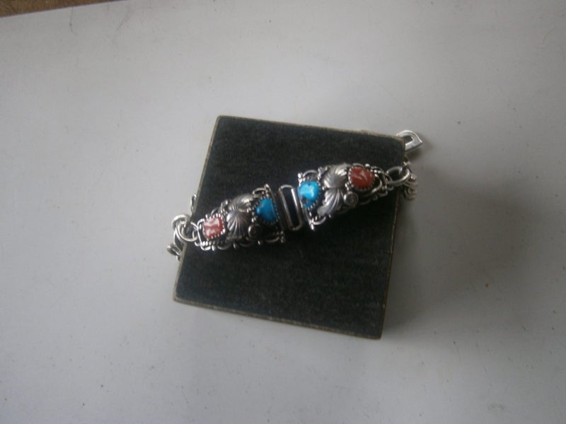 VTG. STG.SIL.ORNATE NATIVE AMERICAN CHAIN BRACELET (23.6gms) Carousel 2