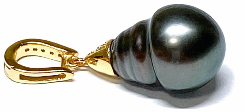 11.5 x 16mm Tahitian Peacock Black Green Pearl Enhancer Carousel 7