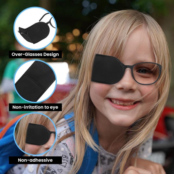 6Pcs Glasses Eye Patch Black Eye Patch Reusable Eye Amblyopia Strabismus Carousel 1