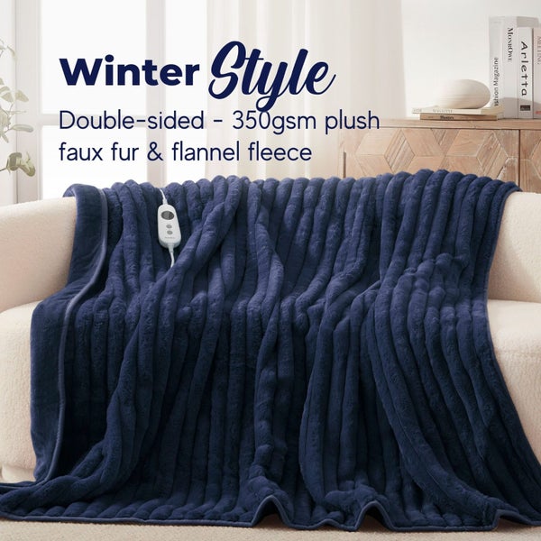 Dreamaker Cirra Chunky Embossed Fleece Heated Throw Midnight Blue - 180 x 200cm Carousel 2